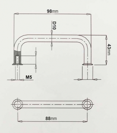 Maner inox lustruit L98x10 M5 [2]