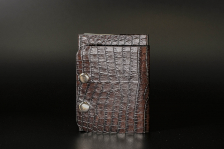 Portofele Minimaliste & Card Holder - Portofel Compact Piele Naturală Presaj Crocodil 'MiniCro' | Pielea Mea