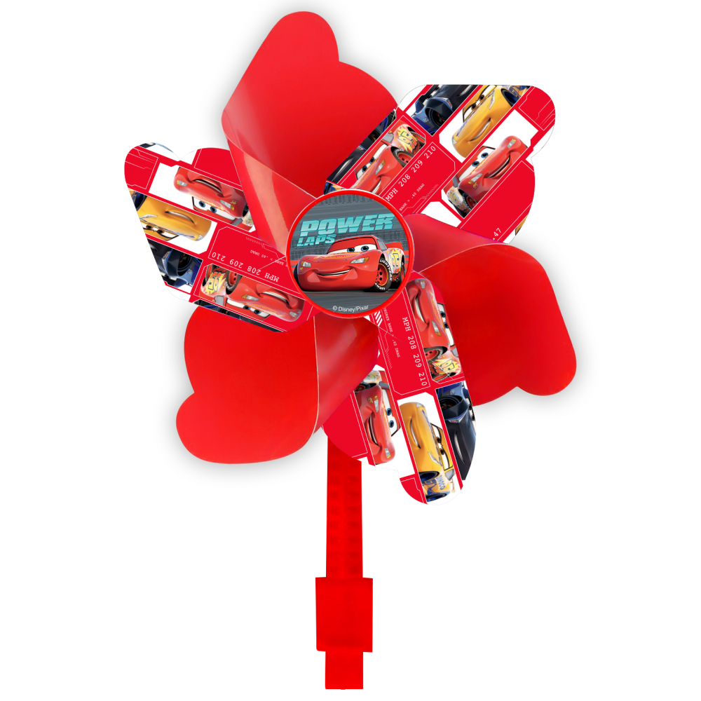 Accesoriu montaj pe ghidon, morisca de vant, culoare rosu, model Disney Cars
