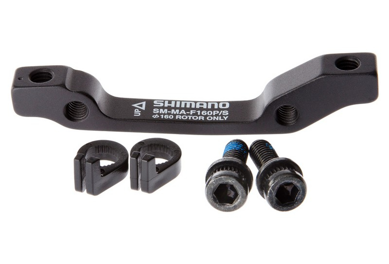 Adaptor montaj pentru etrier frana pe disc, Shimano SM-MA-F160P S, suruburi x 4, stop ring x 2 standard