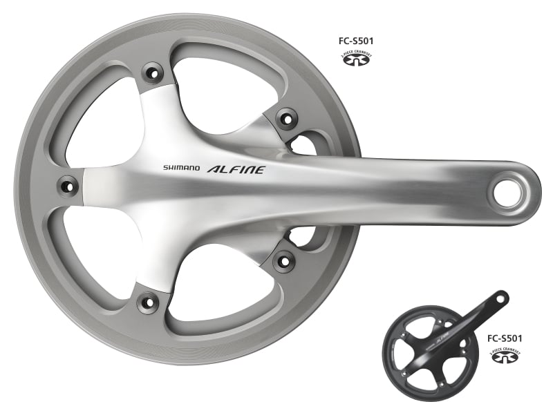 Angrenaj Pedalier Shimano Alfine FC-S501, 45T, Brat 170MM, CG Single, Inclus BB BSA, Argintiu