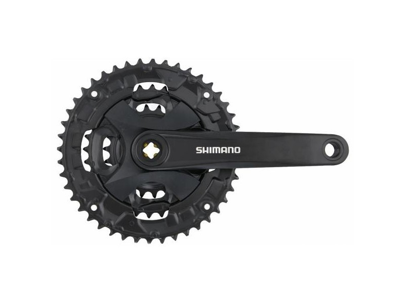 Angrenaj pedalier Shimano FC-MT101, pentru 9 viteze, brat 175mm, 40X30X22T, CG, suruburi de fixare incluse, incompatibil chaincase, culoare negru