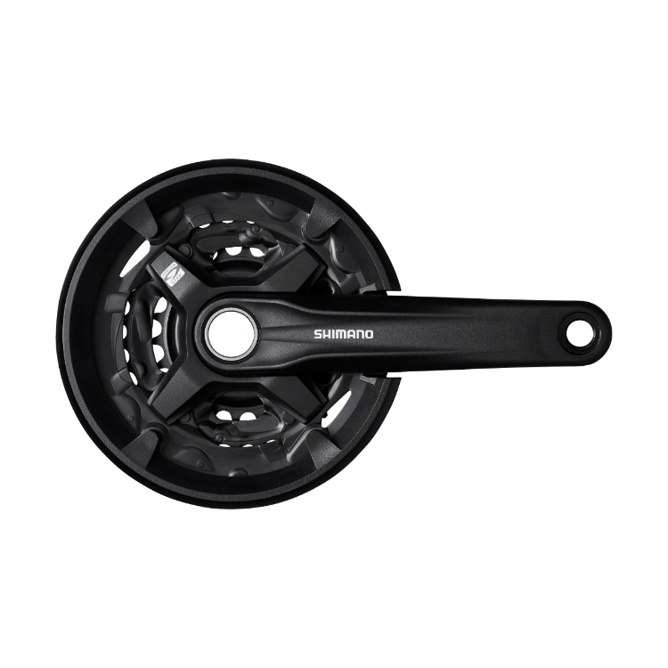 Angrenaj pedalier Shimano FC-MT210-3, pentru 9 viteze, brat 170mm, 40x30x22T, cg, fara butuc pedalier, culoare negru