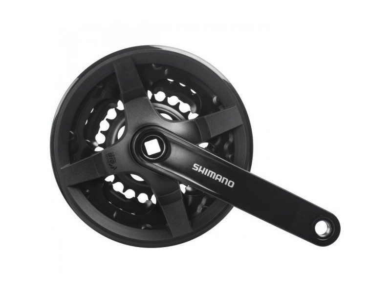 Angrenaj pedalier Shimano Tourney FC-TY301, 42X34X24T, brat 150mm, pentru 6 7 8 viteze, pe spate, cu CG, compatibil chaincase, suruburi, culoare negru