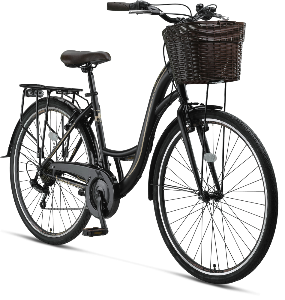 Bicicleta City Umit Alanya, roata 28", 21 viteze, culoare negru/maro, cadru din otel [2]