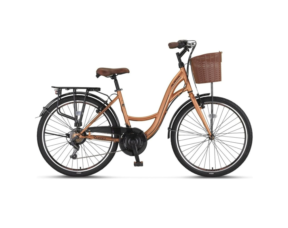 Bicicleta City Umit Alanya, roata 28", 21 viteze, culoare negru/maro, cadru din otel [3]