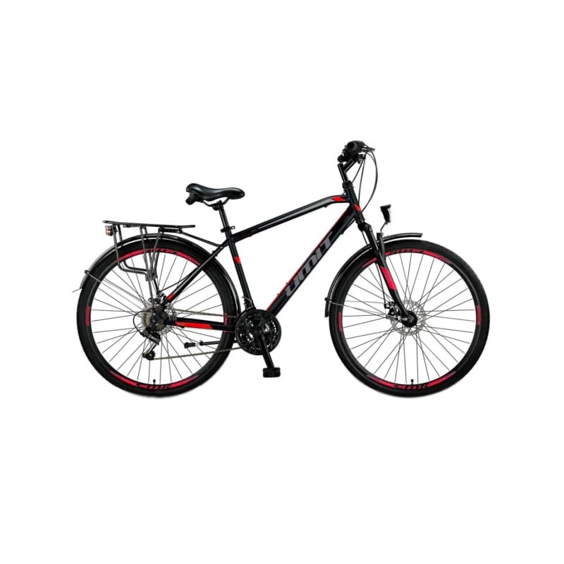 Bicicleta City Umit Montana M-480-S-21-SHIM, culoare negru rosu, roata 28  , cadru aluminiu, frana disc