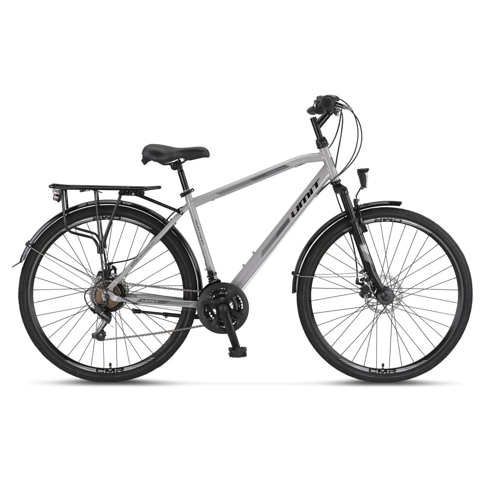 Bicicleta City Umit Montana M-480-S-2D, culoare gri, roata 28  , cadru otel, frana pe disc