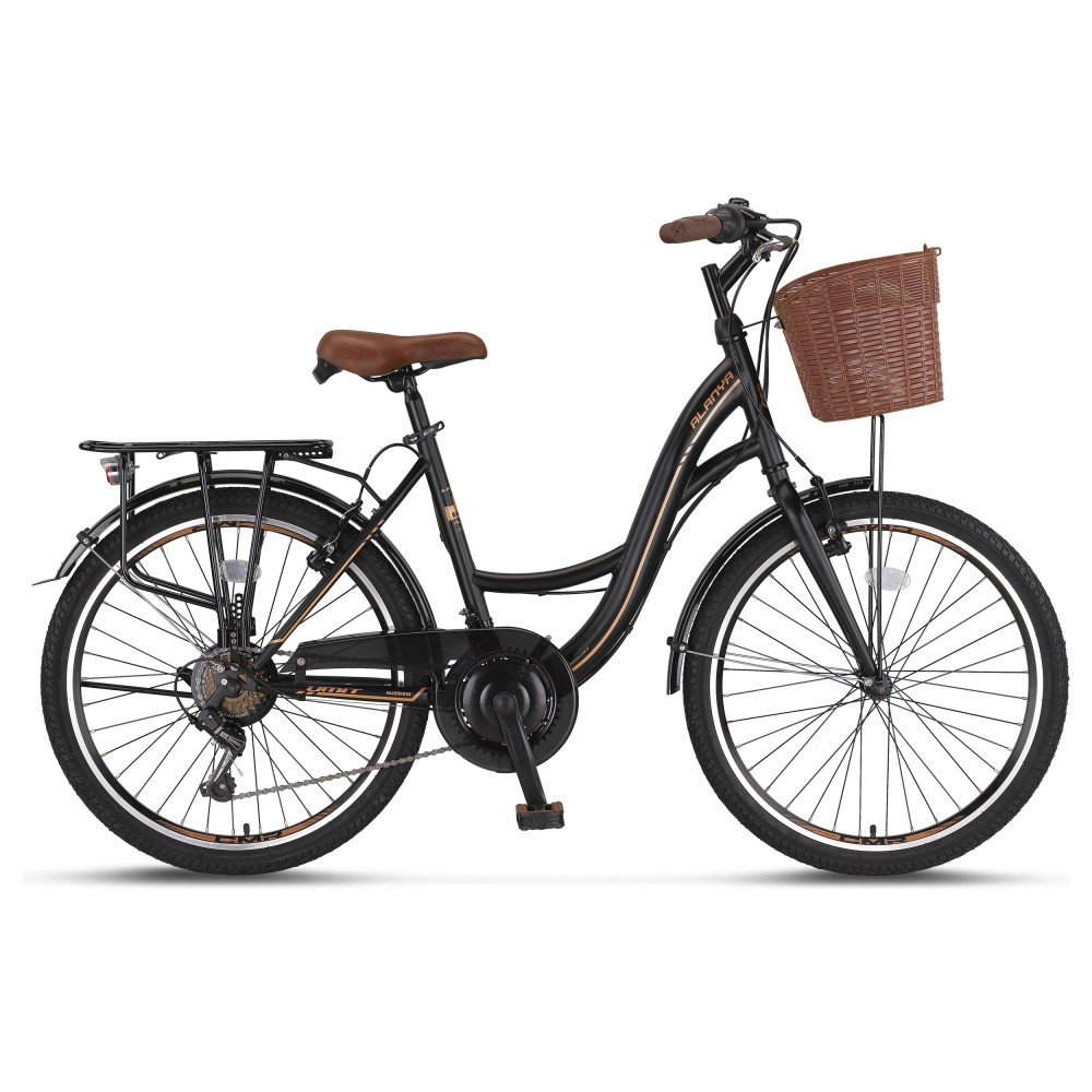 Bicicleta City Umit Alanya, roata 26", 21 viteze, culoare negru/maro, cadru din otel [1]