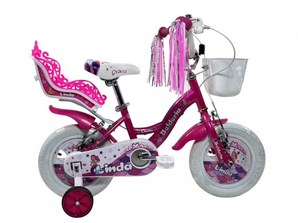 Bicicleta copii Belderia Linda, culoare roz, roata 16  , cadru din otel