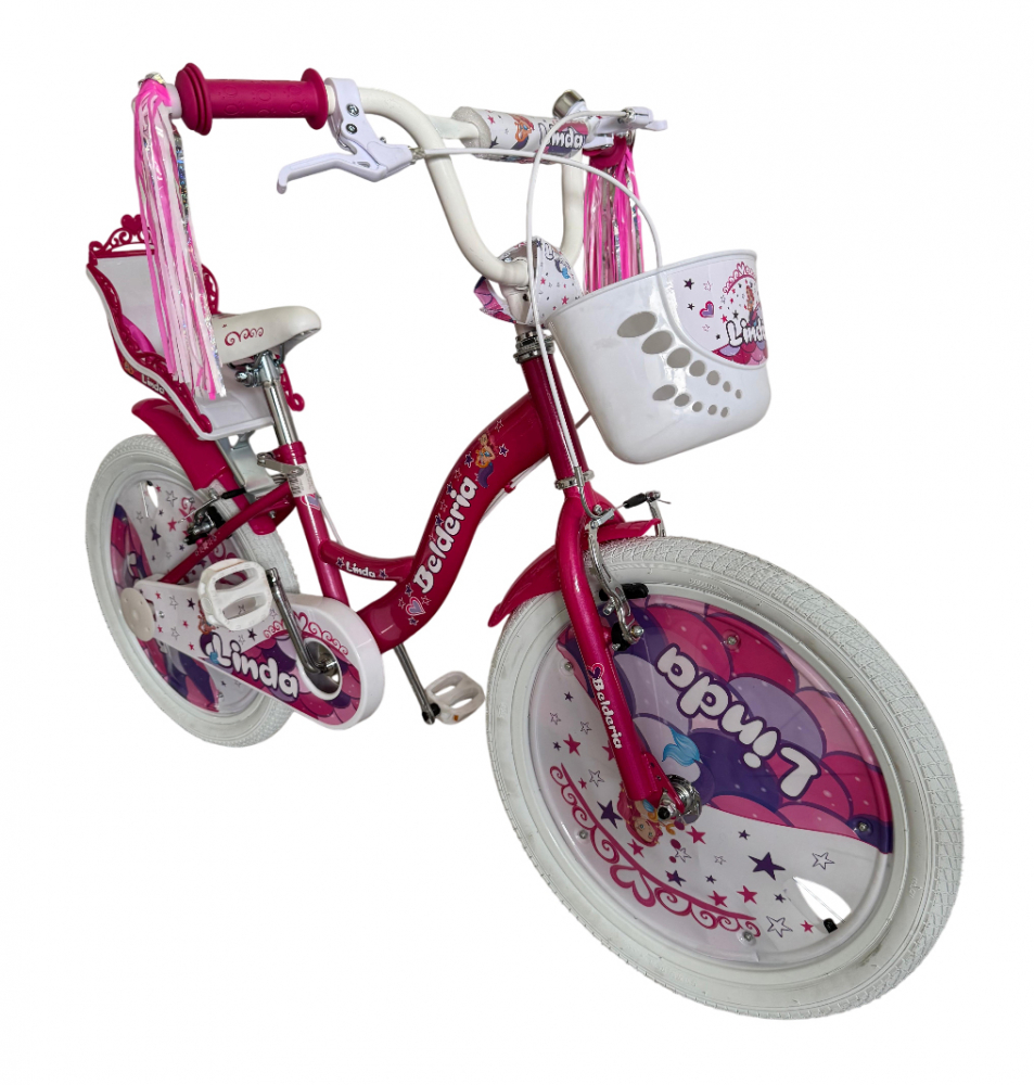 Bicicleta copii Belderia Linda, culoare roz, roata 18", cadru din otel [2]