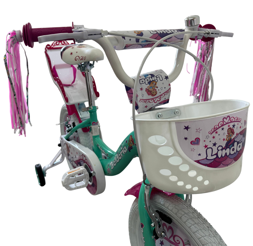 Bicicleta copii Belderia Linda, culoare turcoaz, roata 14", cadru din otel [4]