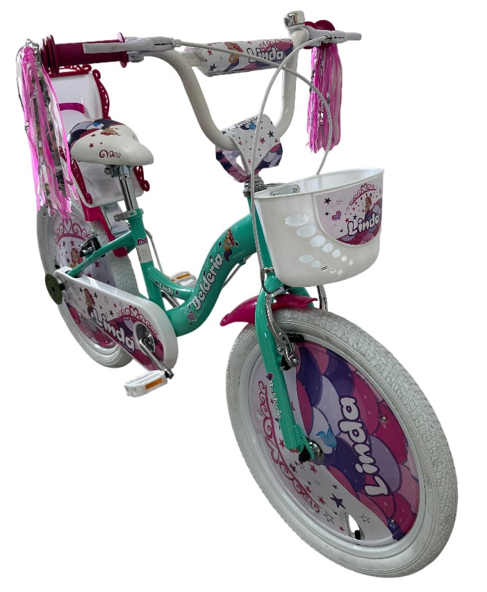 Bicicleta copii Belderia Linda, culoare turcoaz, roata 18", cadru din otel [2]