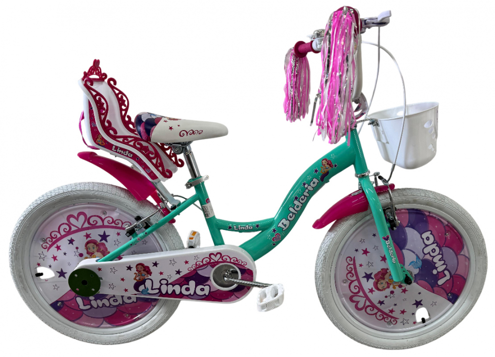 Bicicleta copii Belderia Linda, culoare turcoaz, roata 20  , cadru din otel