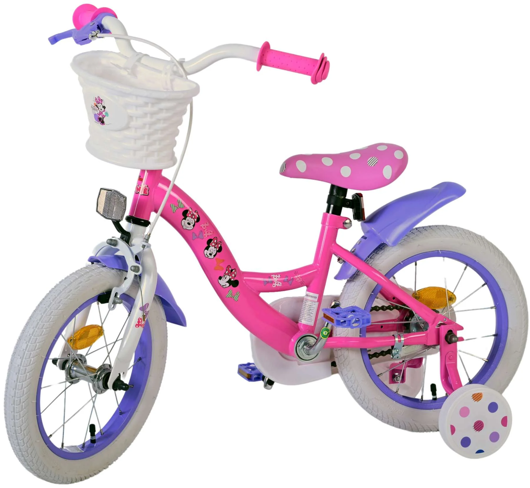 Bicicleta copii Disney Minnie Cutest Ever 14 inch, pentru fete, culoare roz/violet, frana de mana fata si butuc spate [3]