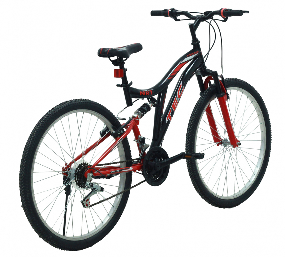 Bicicleta copii Tec Master full suspensie, roata 20", culoare negru/rosu [2]