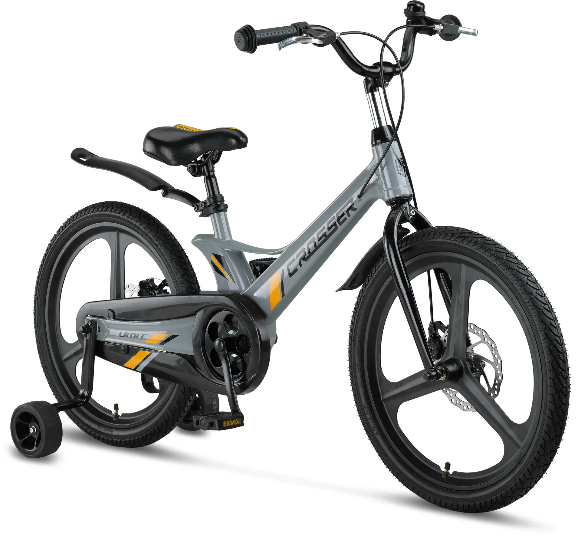 Bicicleta copii Umit Crosser, culoare gri/portocaliu, roata 20", cadru din aluminiu, frana disc [2]
