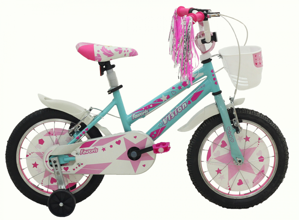 Bicicleta Copii Vision Faworis, culoare turcoaz roz, roata 16  , cadru otel