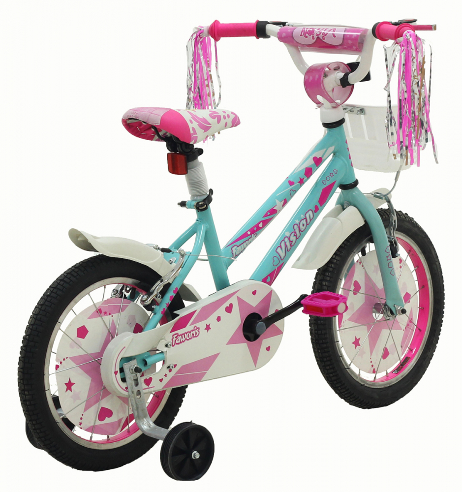 Bicicleta Copii Vision Faworis, culoare turcoaz/roz, roata 16", cadru otel [2]