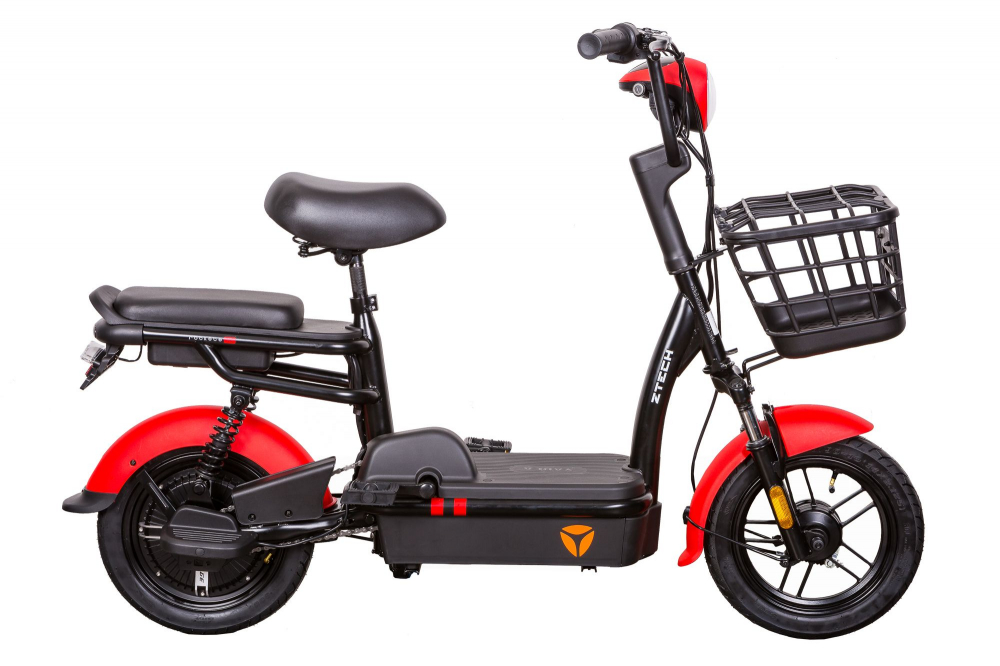 Bicicleta electrica ZTECH ZT-02, model 2022, motor 350W, 48V, 12Ah, autonomie 30km, fara permis, culoare rosu