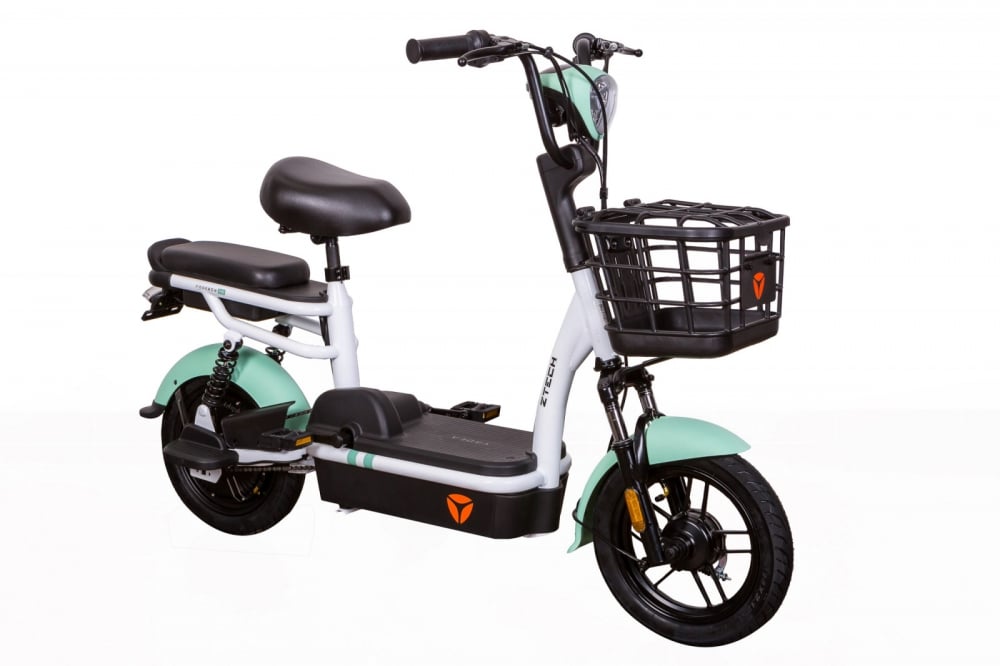 Bicicleta electrica ZTECH ZT-02, model 2022, motor 350W, 48V, 12Ah, autonomie 30km, fara permis, culoare verde