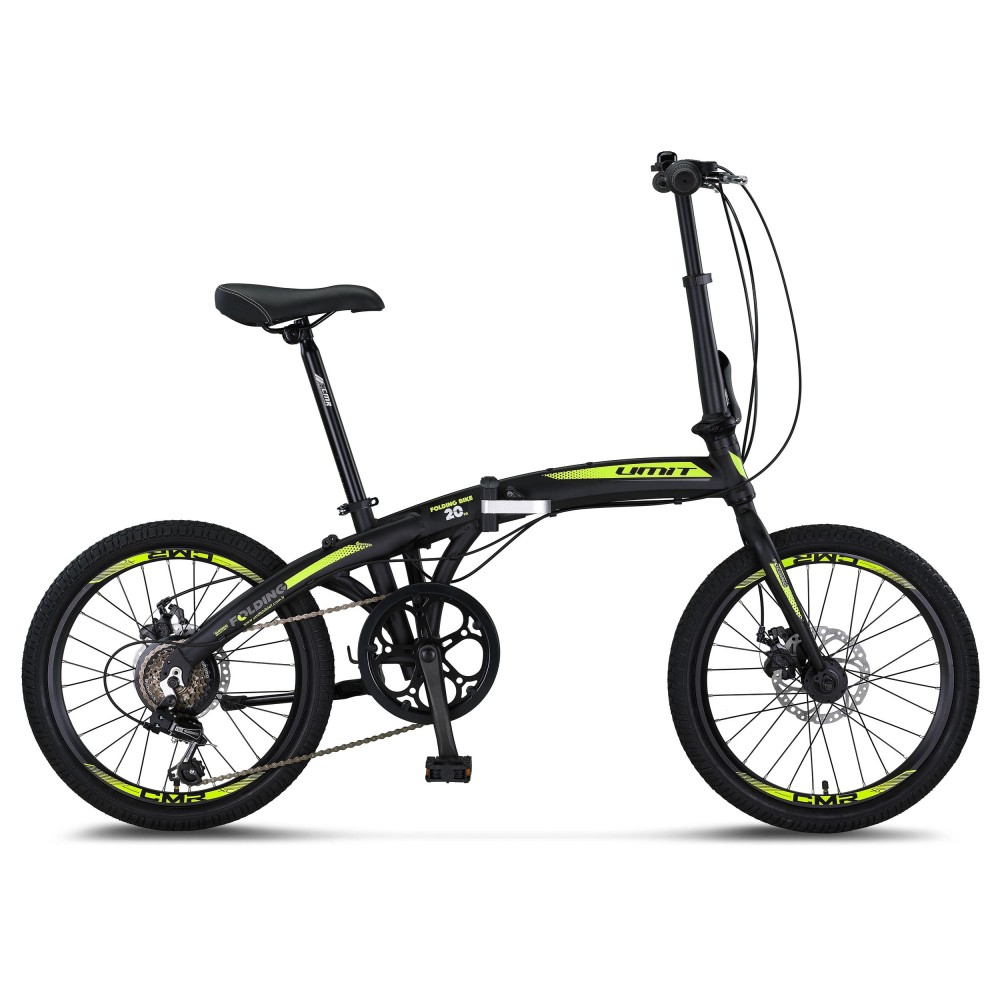 Bicicleta Umit Folding 2D, 6 viteze, pliabila, cadru aluminiu, roata 20  , culoare negru verde