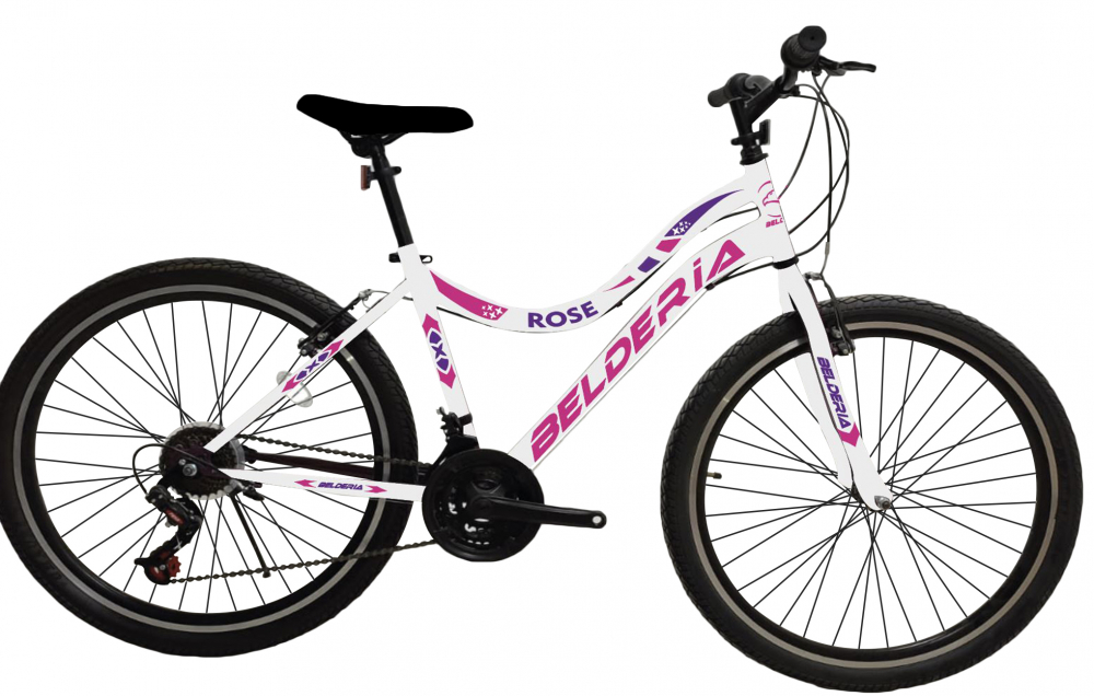 Bicicleta MTB Belderia Rose, culoare alb roz, roata 24  , cadru din otel