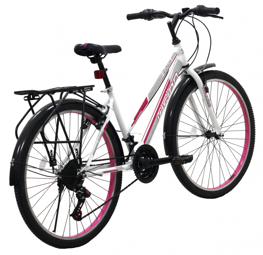 Bicicleta MTB dame Vision Elegance, culoare alb/roz, roata 26", cadru din otel [2]