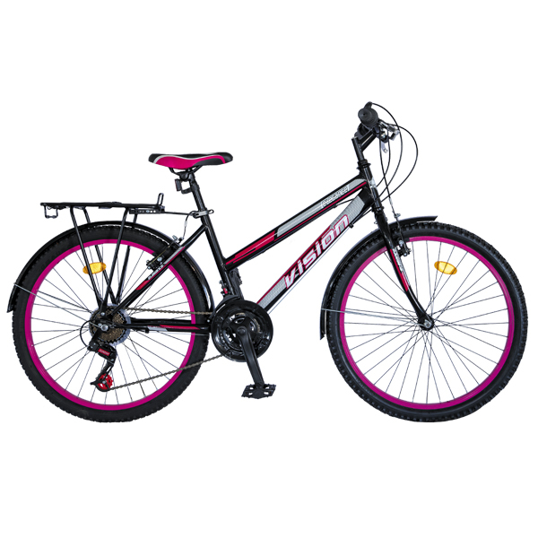 Bicicleta MTB Dame Vision Elegance Culoare Negru Roz Roata 24 Otel