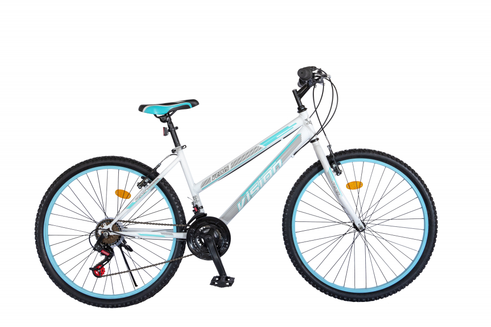 Bicicleta MTB Dame Vision Venus Culoare Alb Albastru Roata 26 Otel