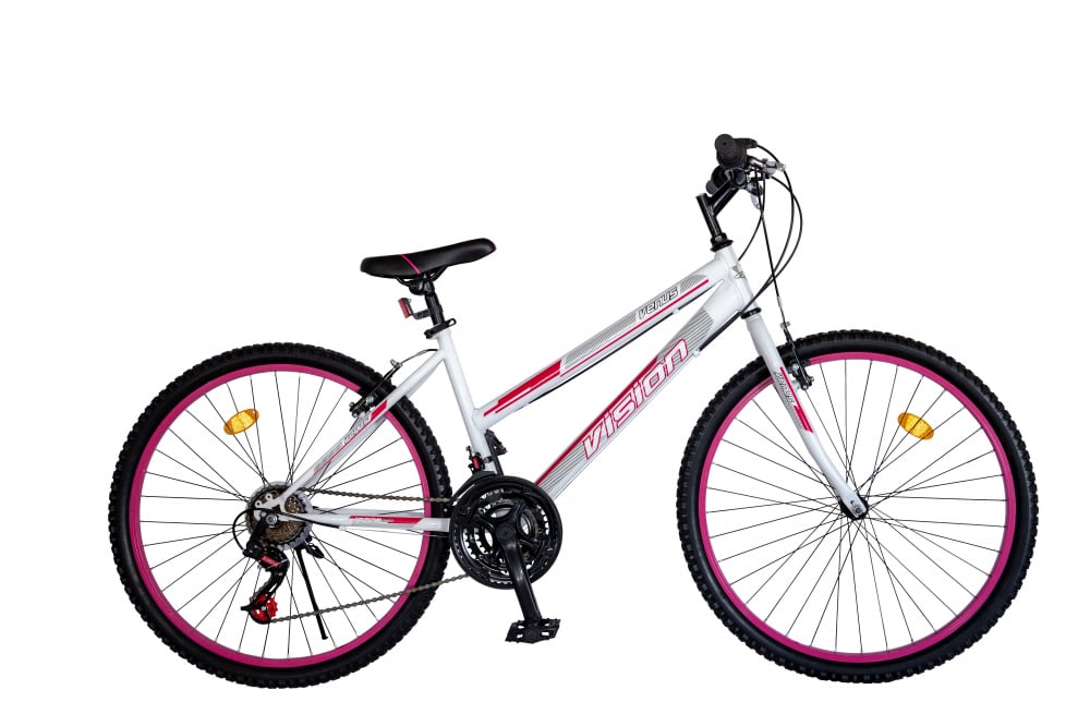 Bicicleta MTB Dame Vision Venus Culoare Alb Roz Roata 24   Otel