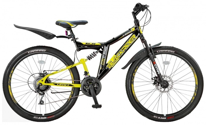 Bicicleta MTB Full Suspensie Umit BlackRider 2D, culoare galben negru, Roata 26  , otel