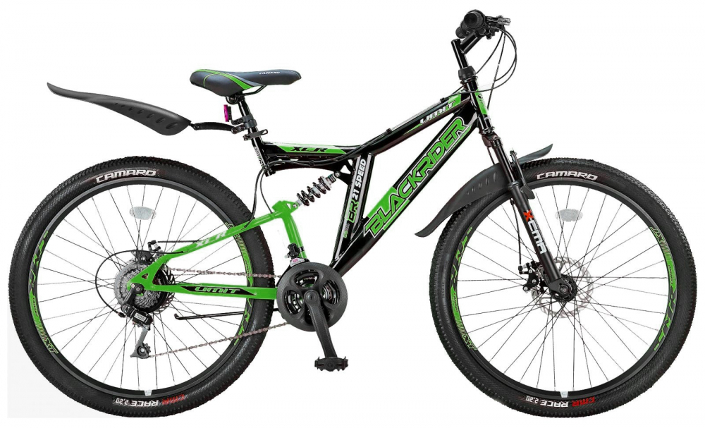 Bicicleta MTB Full Suspensie Umit BlackRider 2D, culoare verde negru, Roata 26 , otel