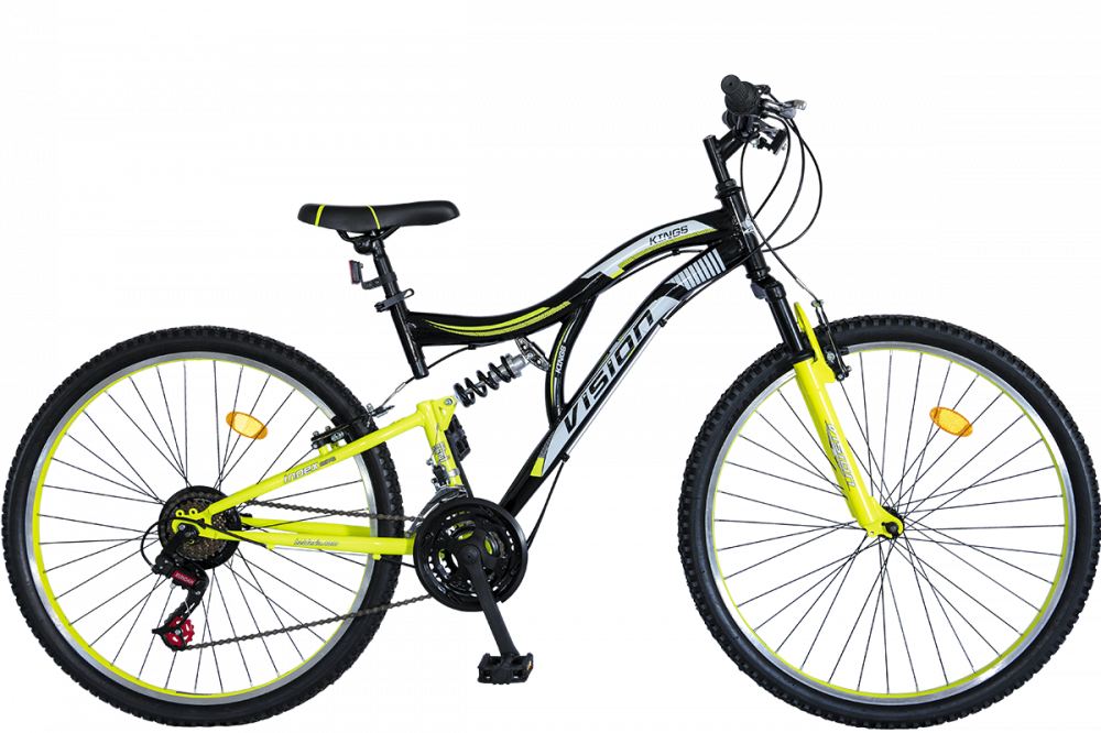 Bicicleta MTB Full Suspensie Vision Kings Culoare Negru Verde Roata 26   Otel