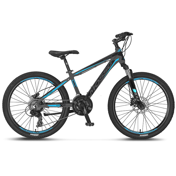 Bicicleta MTB Mosso Wildfire M Hidraulic, roata 24  , cadru 13  , culoare albastru negru, cadru din aluminiu