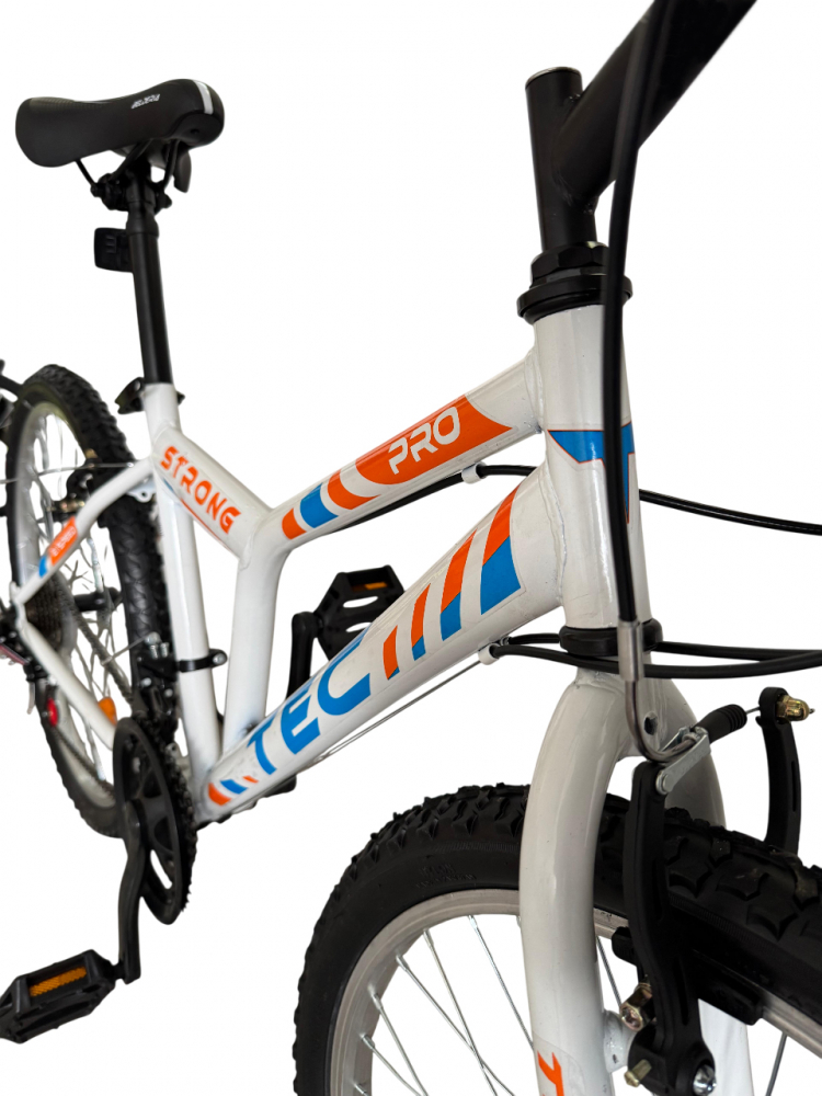 Bicicleta MTB Tec Strong, culoare alb/portocaliu/albastru, roata 24", cadru din otel [3]