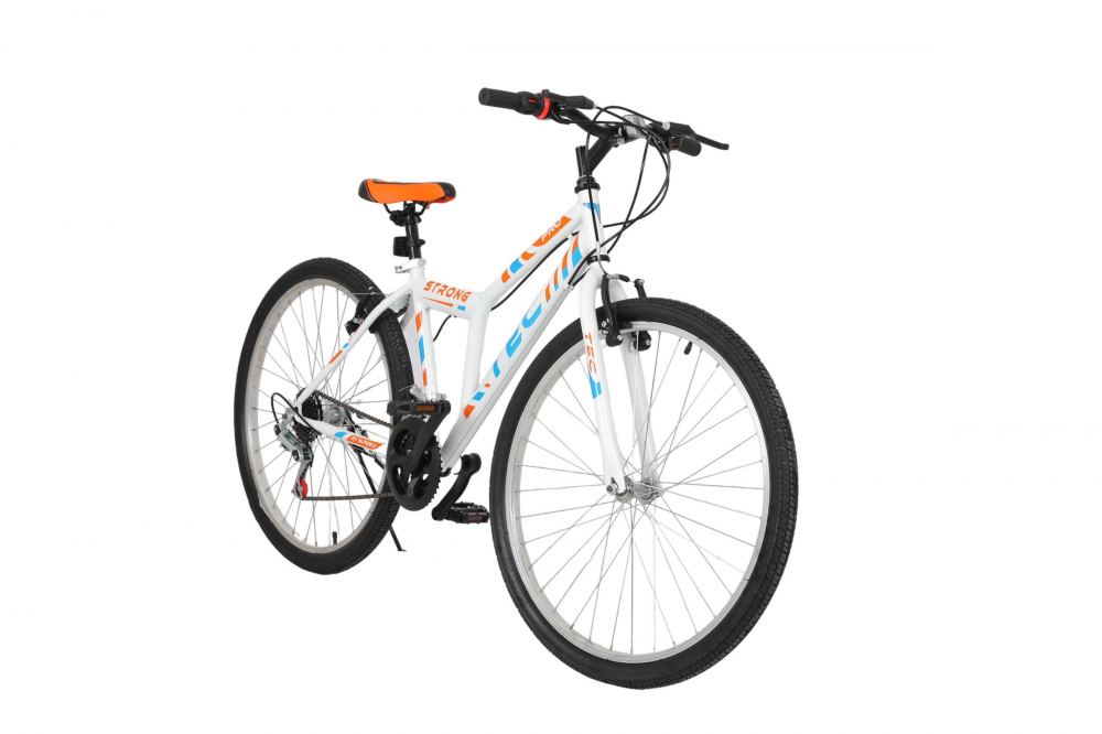Bicicleta MTB Tec Strong, culoare alb portocaliu albastru, roata 26  , cadru din otel