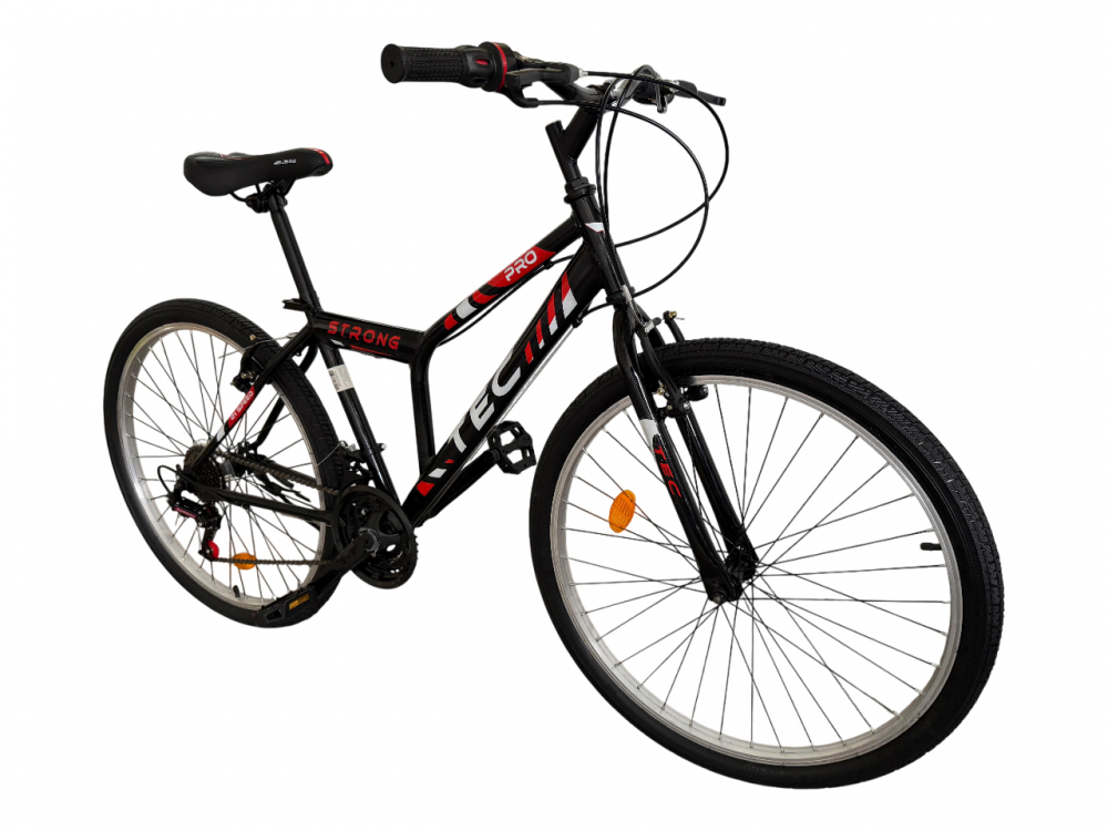 Bicicleta MTB Tec Strong, roata 26", cadru din otel, culoare negru/rosu [2]