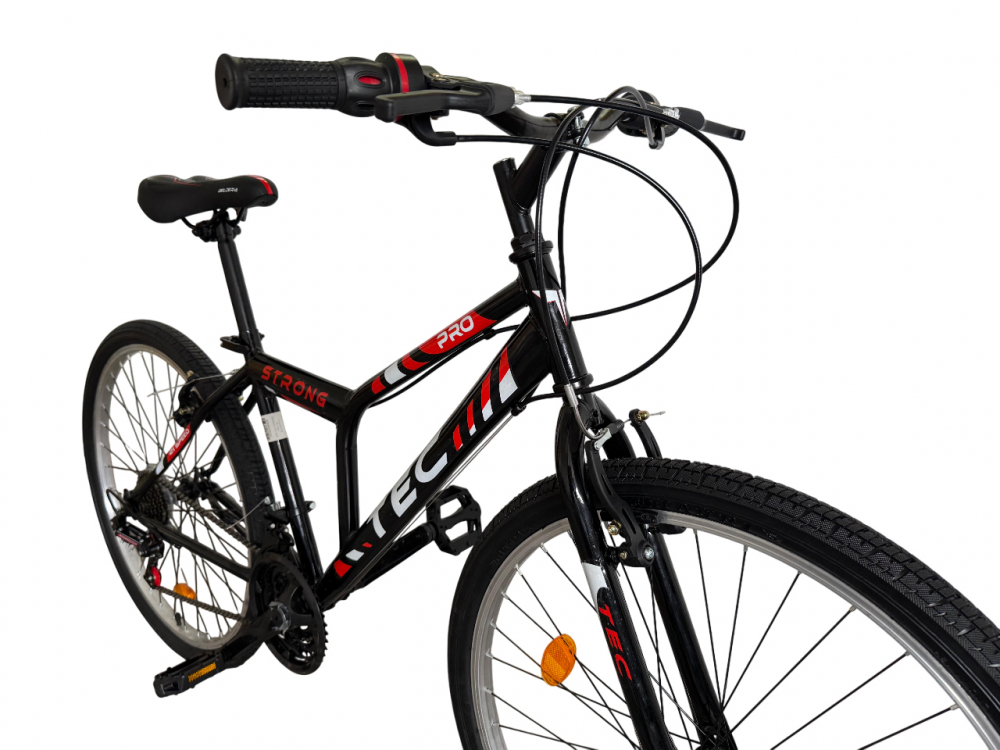 Bicicleta MTB Tec Strong, roata 26", cadru din otel, culoare negru/rosu [3]