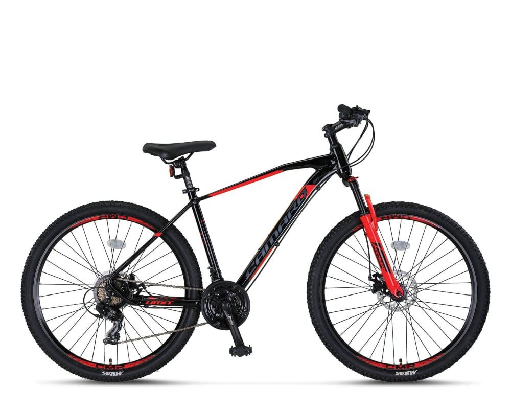 Bicicleta MTB Umit Camaro, culoare negru rosu, roata 29  , cadru 20   din aluminiu, frana disc, 21 viteze