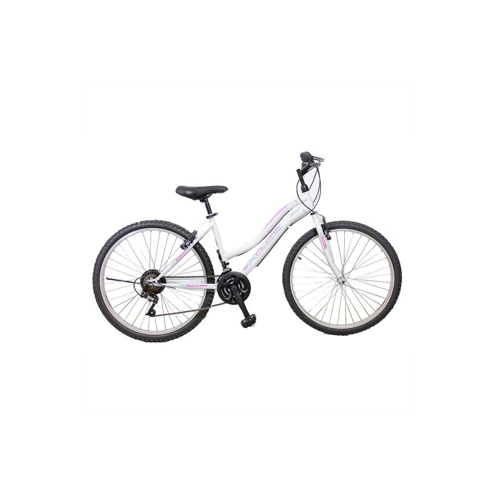 Bicicleta MTB UMIT Explorer Lady, culoare alb roz, roata 24 , cadru din otel