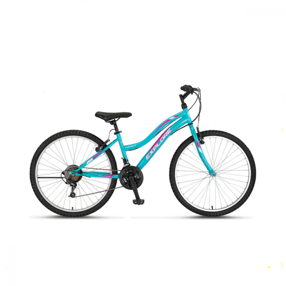 Bicicleta MTB UMIT Explorer Lady, culoare turcoaz, roata 24 , cadru din otel