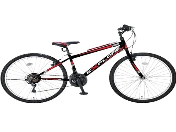 Bicicleta MTB UMIT Explorer Man, culoare negru rosu, roata 24 , cadru din otel