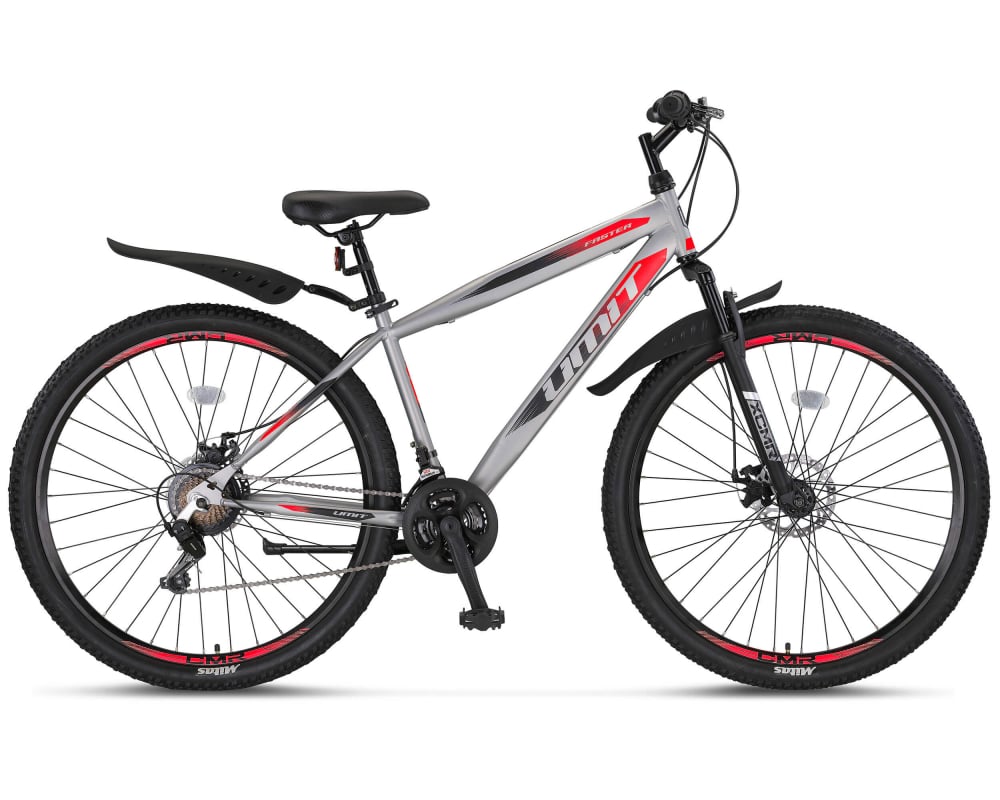 Bicicleta MTB Umit Faster, culoare gri rosu, roata 29 , frana disc, 21 viteze