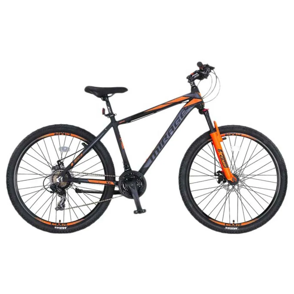 Bicicleta MTB Umit Mirage, 21 viteze, culoare negru portocaliu, roata 29  , cadru din aluminiu 18  , V-brake