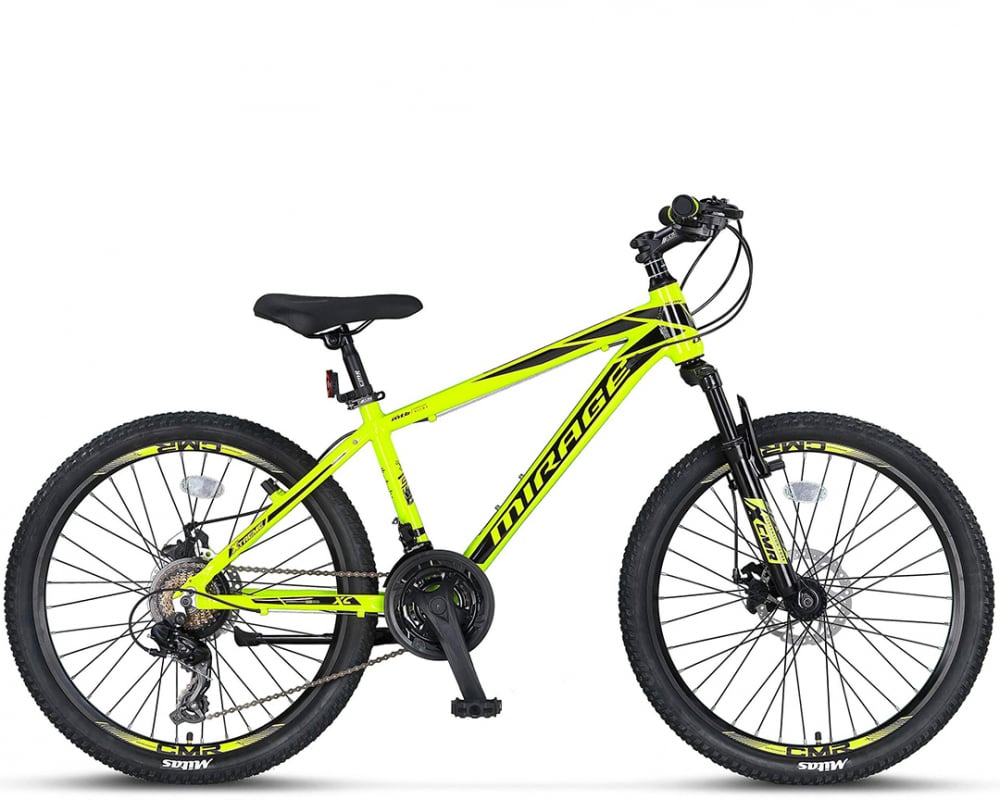 Bicicleta MTB Umit Mirage 2D, 21 viteze, culoare lime, roata 24  , cadru din aluminiu, frana disc