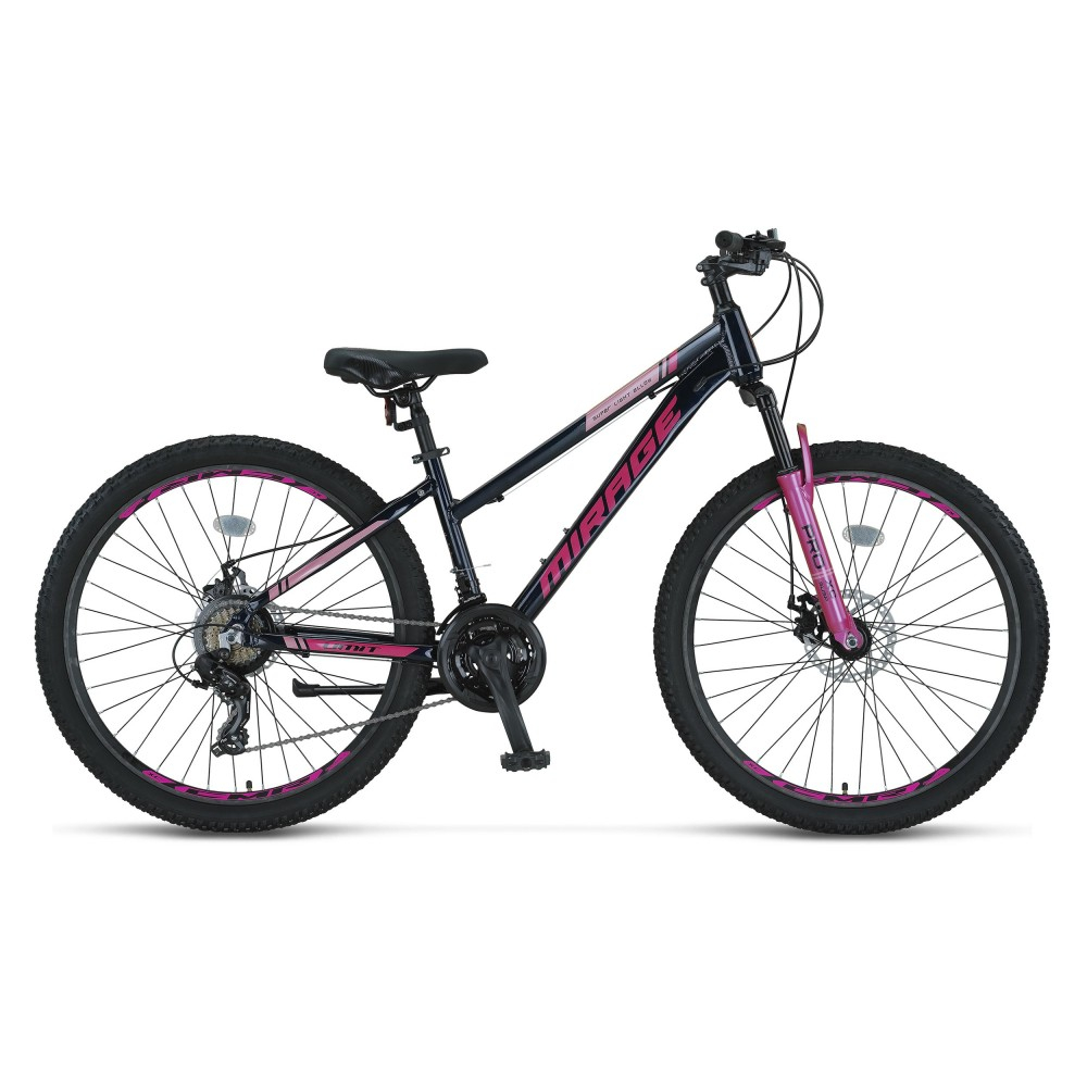 Bicicleta MTB Umit Mirage Lady 2D, 21 viteze, culoare negru roz, roata 26  , cadru din aluminiu, frana disc