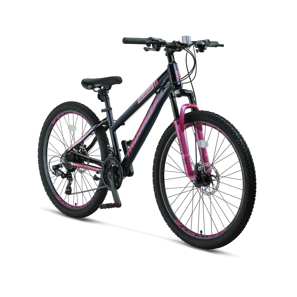 Bicicleta MTB Umit Mirage Lady 2D, 21 viteze, culoare negru/roz, roata 26", cadru din aluminiu, frana disc [2]