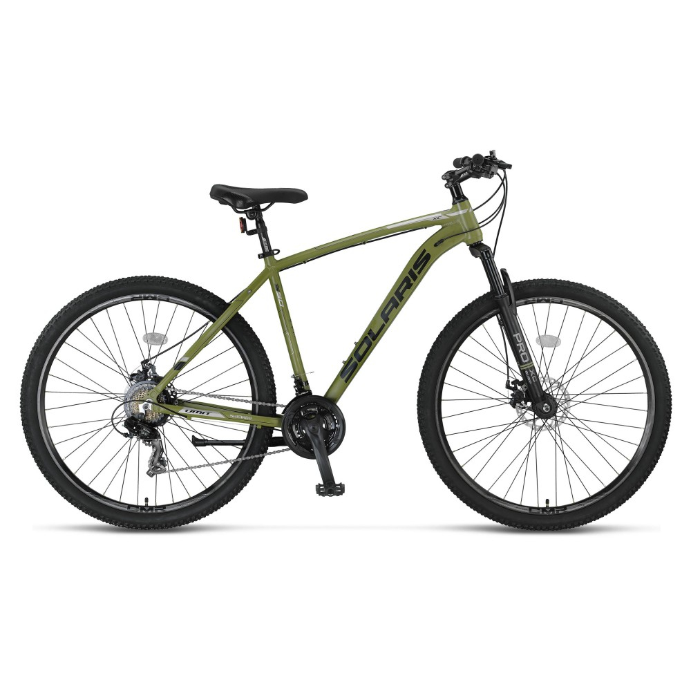 Bicicleta MTB Umit Solaris, 21 viteze, culoare kaki, roata 29  , cadru din aluminiu, frana disc