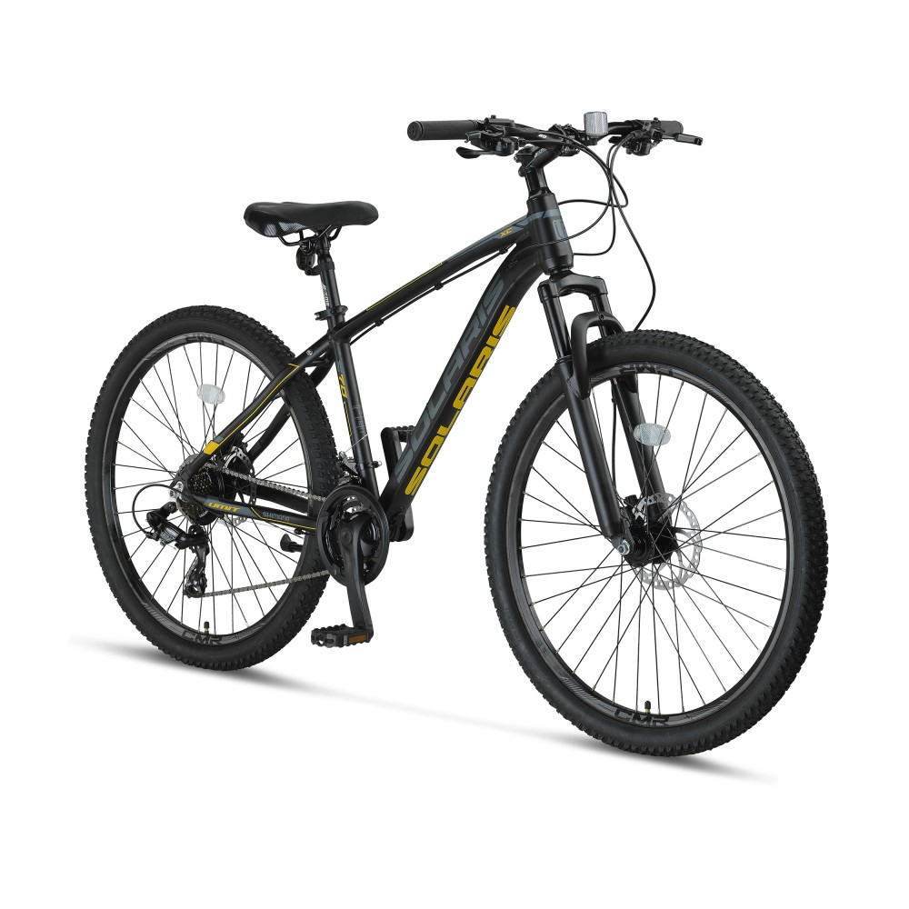 Bicicleta MTB Umit Solaris, 21 viteze, culoare negru/galben, roata 27.5", cadru din aluminiu 18", frana hidraulica [2]